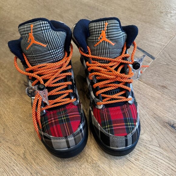 Air Jordan 5 Retro Plaid limited Sneakers Multicolor Black/Orange Size 4 - Picture 5 of 13